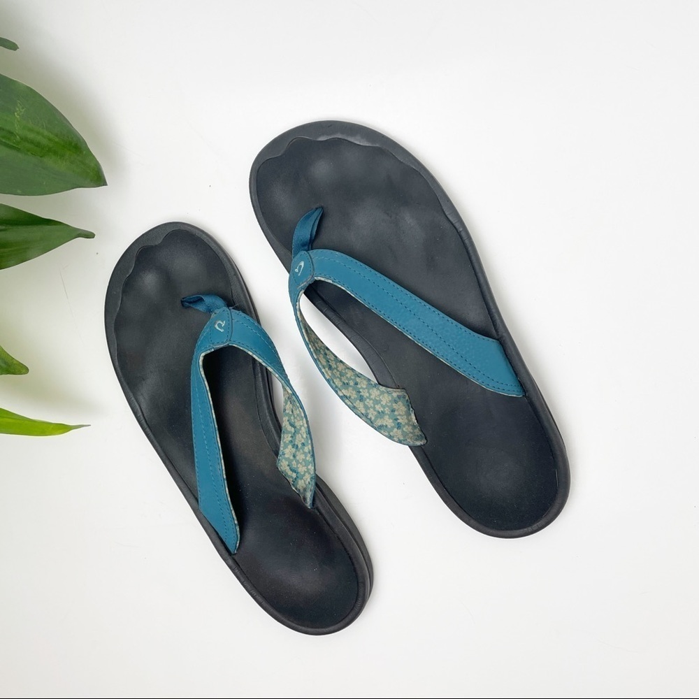 OluKai Ohana Blue Teal Flip Flops size 11/41